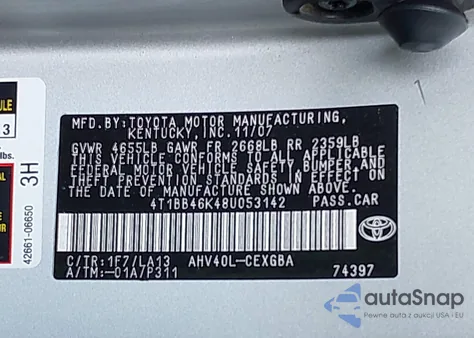 2008 Toyota Camry Hybrid from USA, damaged, VIN 4T1BB46K48U053142